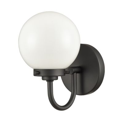 Fairbanks 8.5″ High 1-Light Sconce - Matte Black with Opal