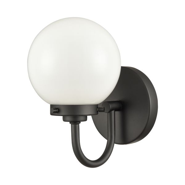 Fairbanks 8.5'' High 1-Light Sconce - Matte Black with Opal