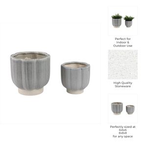CARVERVALE SET OF 2 BLUE PLANTER 8 (IN) 10