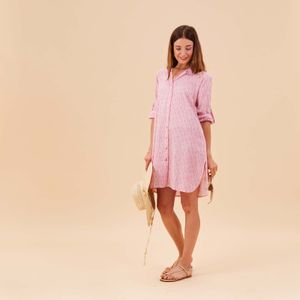 Sardina Pink Cotton Button Down Beach Tunic 6