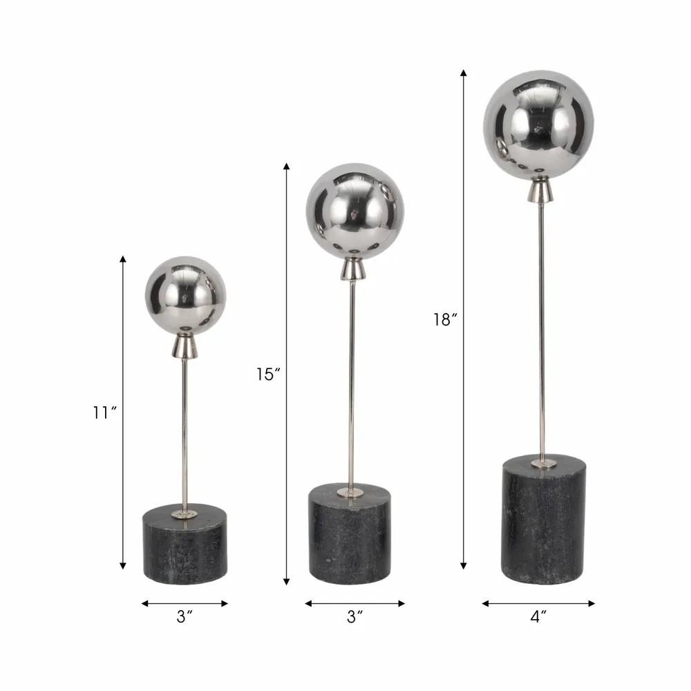 RAFESTONE SET OF 3 SILVER DECOR 18 (IN)