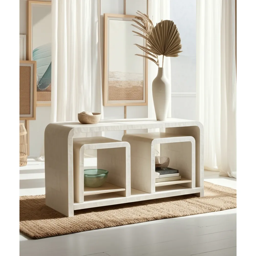 DERMOTHOLM SET OF 3 IVORY CONSOLES 47 (IN)