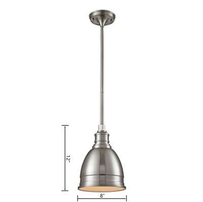Carolton 8″ Wide 1-Light Mini Pendant - Brushed Nickel
