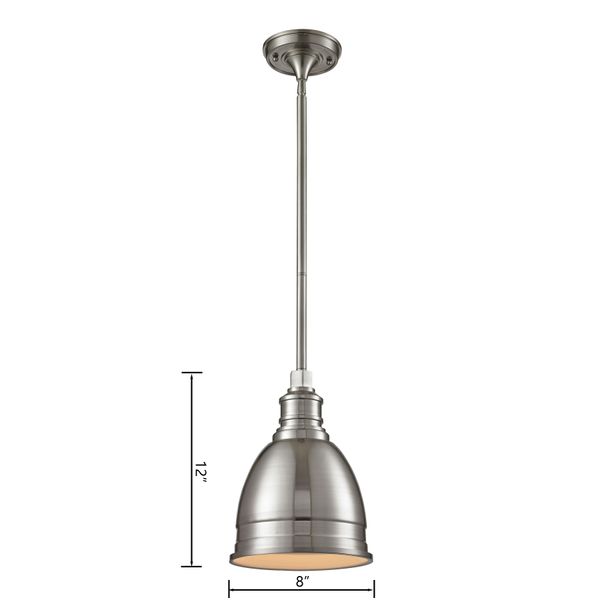 Carolton 8'' Wide 1-Light Mini Pendant - Brushed Nickel
