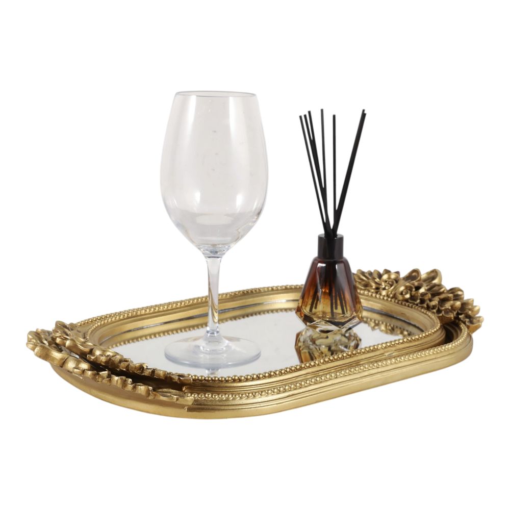 LEONAROSE SET OF 2 GOLD TRAY 2 (IN)