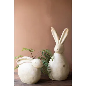 Set of 2 Faux Stone Rabbit Sculptures 1