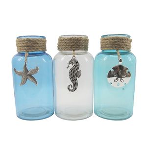 6-1/2" GLASS VASE W/ROPE 3-ASST 1