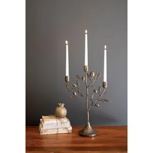 Antique Brass Fruit Tree Taper Candelabra 3