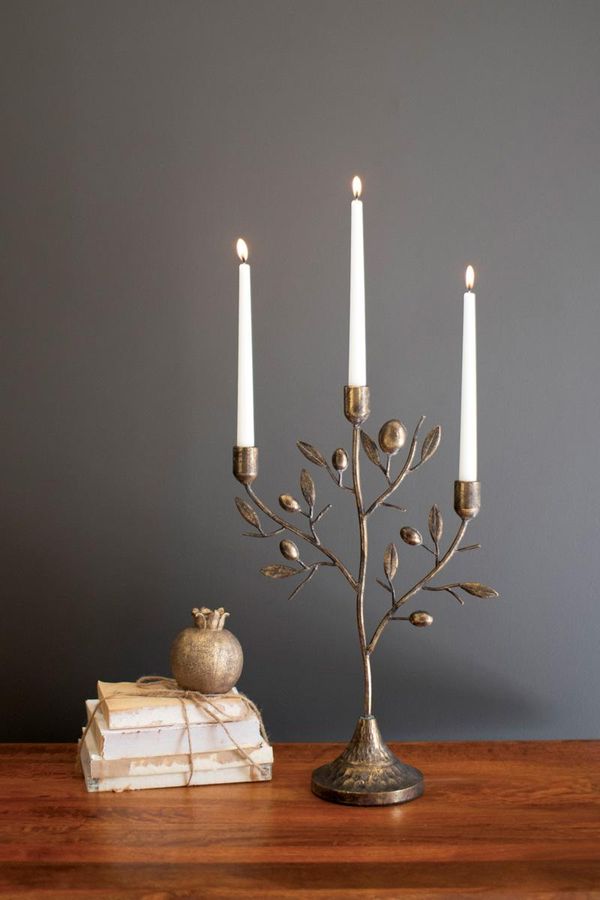 Antique Brass Fruit Tree Taper Candelabra