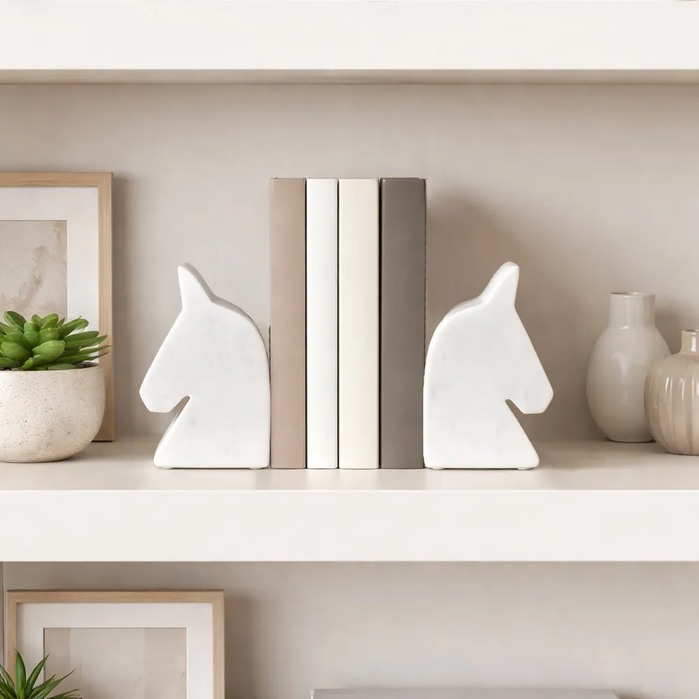 TATEROSE SET OF 2 WHITE BOOKENDS 6 (IN)