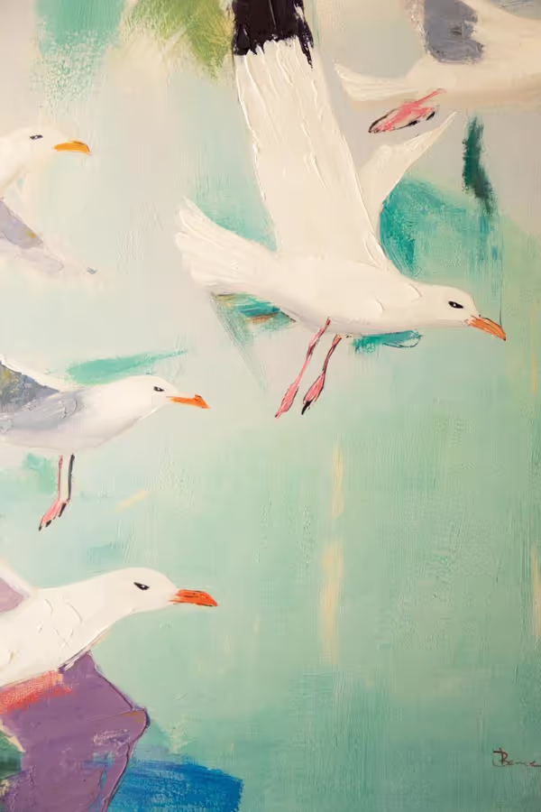 Framed Seagulls Painting