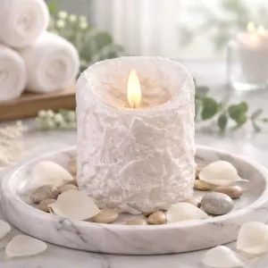 Bumpy White Moving Flame LED Candle 3in by 4in 1