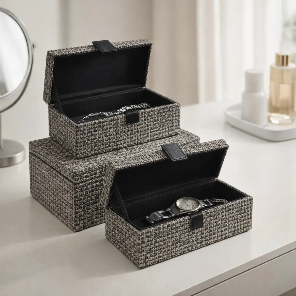 BECKETTLAKE SET OF 2 BLACK BOXES 5 (IN)