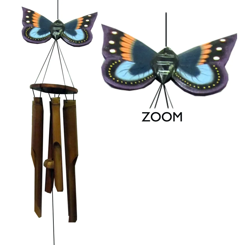 39" CARVED BUTTERFLY WINDCHIME