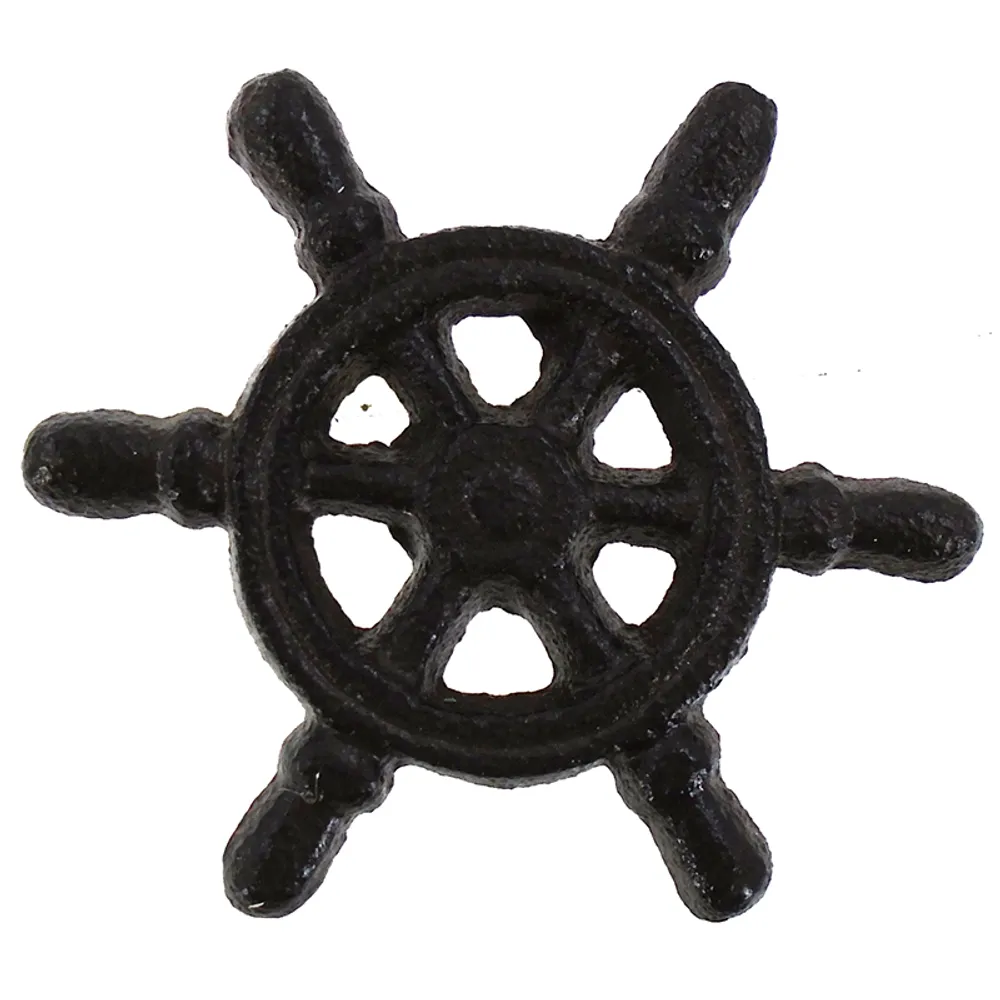 2-3/4" C/I SHIPS WHEEL DRAWER PULL/RUST