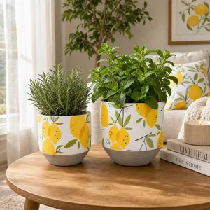 HATCHERGATE SET OF 2 YELLOW PLANTER 7 (IN) 2