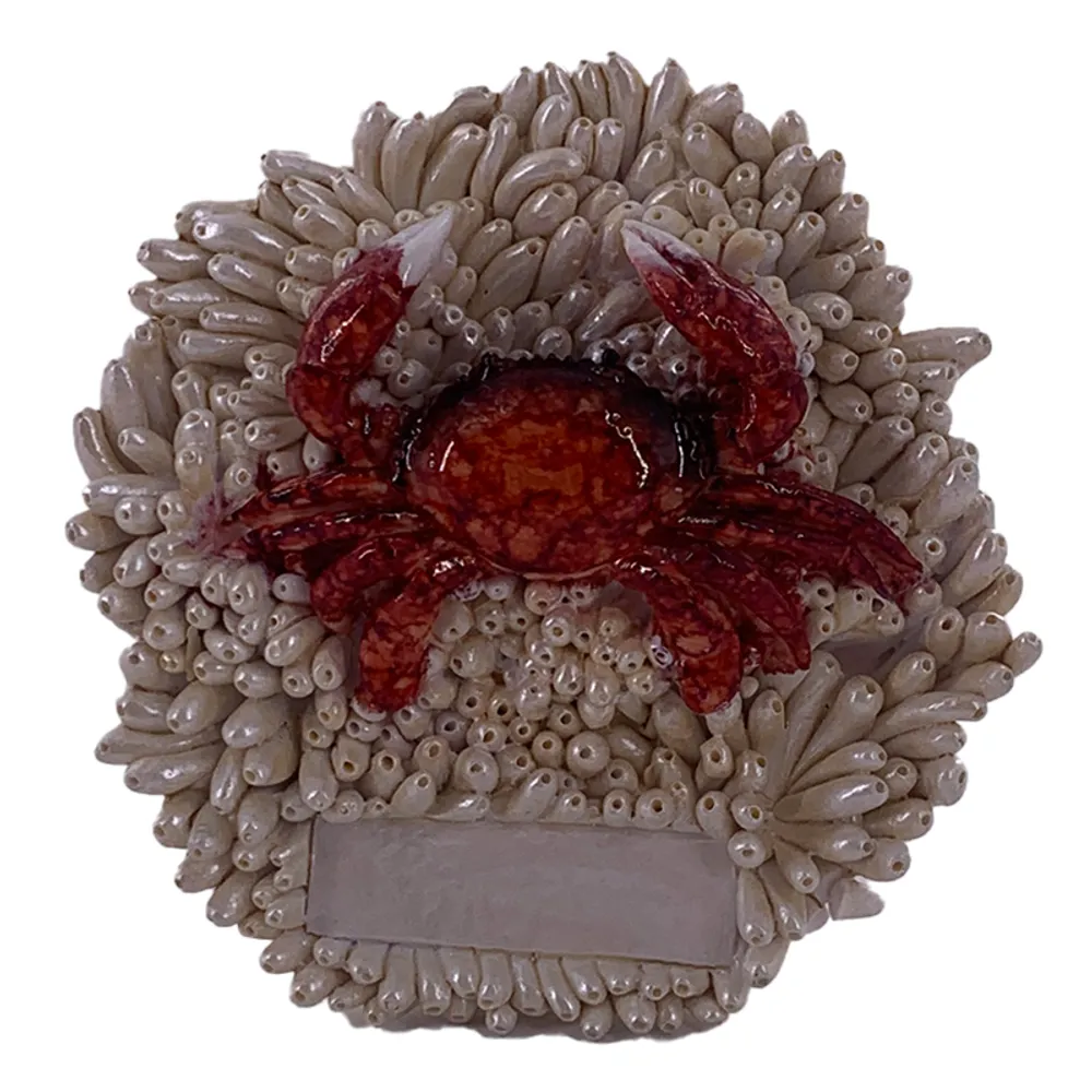 2-3/4" RED CRAB ON CORAL MAGNET