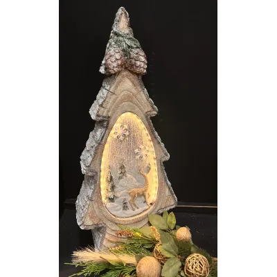 Lighted Resin Christmas Tree 10x5x22in
