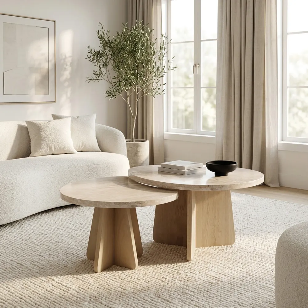 RIDER SET OF 2 BROWN COFFEE TABLES 18 (IN)