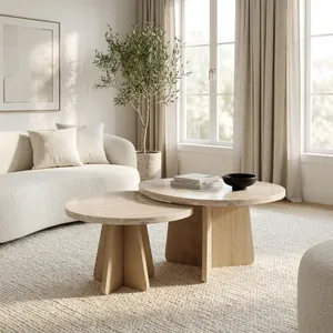 RIDER SET OF 2 BROWN COFFEE TABLES 18 (IN) 11