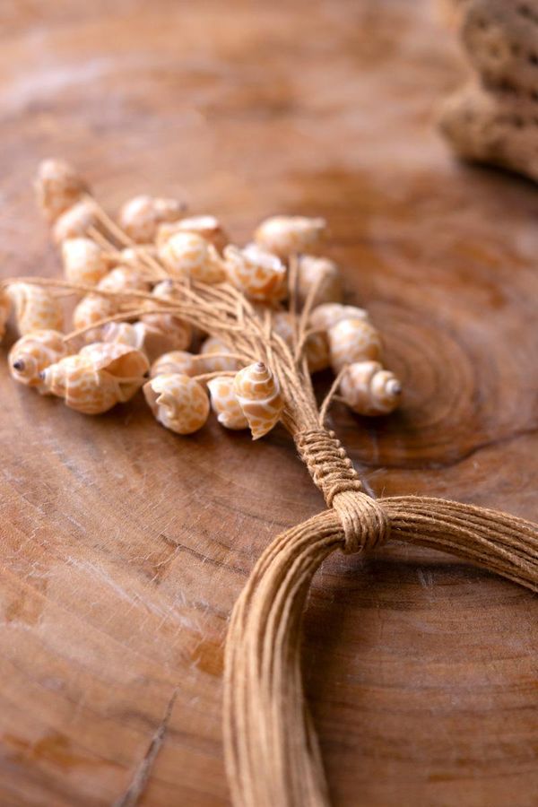 Multi-Layered Natural Jute with Shell Cluster Necklace