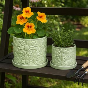 BOWENHAVEN SET OF 2 GREEN PLANTER 7 (IN) 12