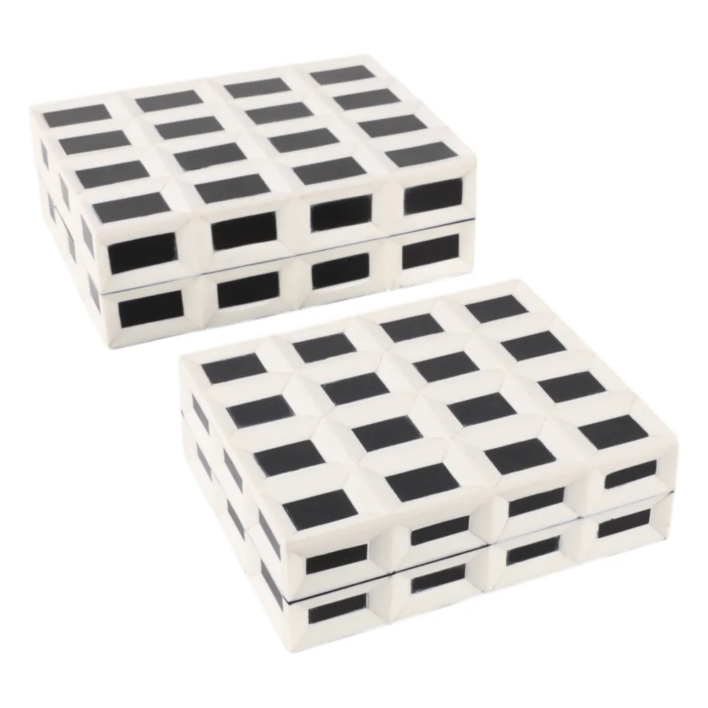 CARLINSTONE SET OF 2 WHITE BOXES 5 (IN)