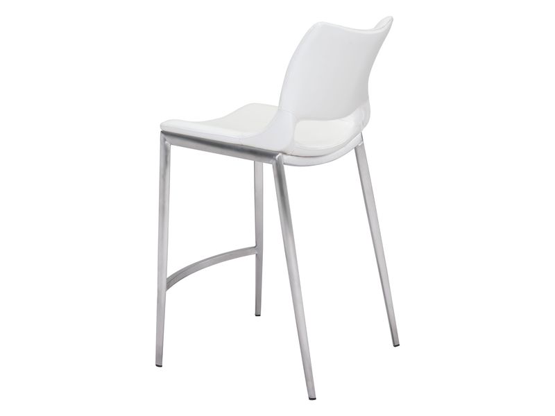 Ace Counter Stool White & Silver 6