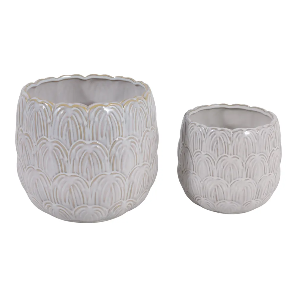 TATUMWOOD SET OF 2 IVORY PLANTER 7 (IN)