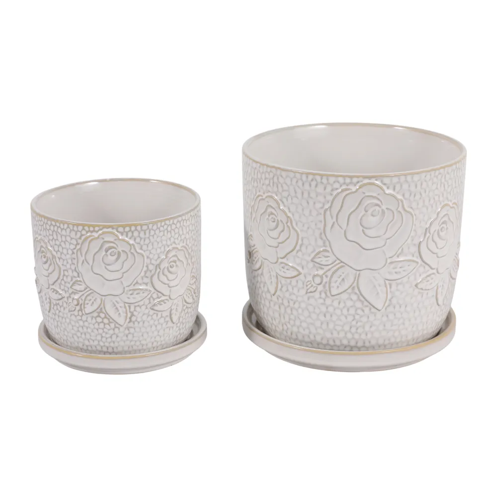 HOBARTGATE SET OF 2 IVORY PLANTER 7 (IN)