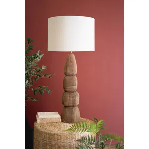 Quad Carved Mango Wood Table Lamp with Fabric Shade 2