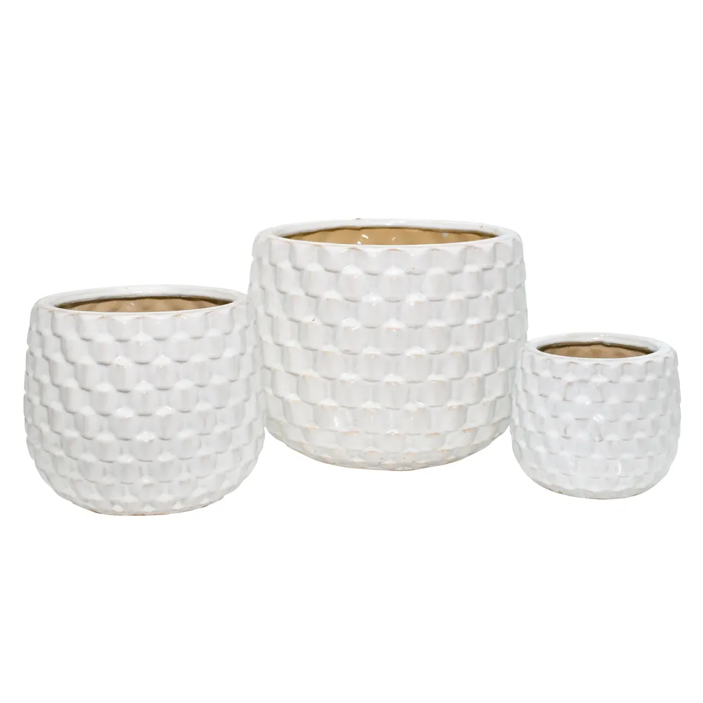 CALTONFIELD SET OF 3 WHITE PLANTER 9 (IN)