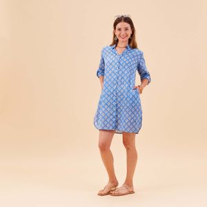 Fifer Blue Cotton Button Down Beach Tunic 3