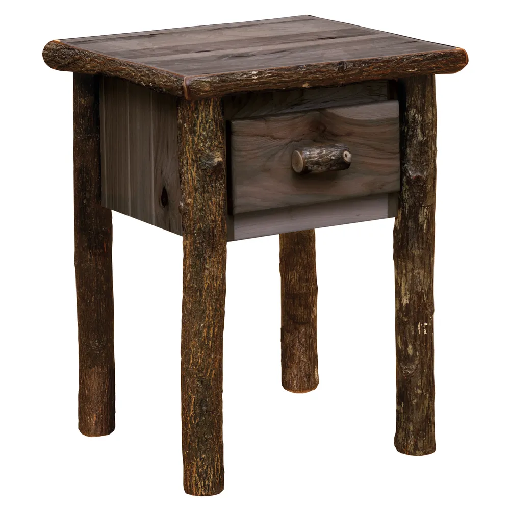 Hickory Log One Drawer Nightstand - Slate