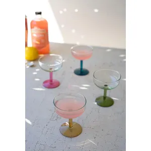 Set of 4 Coupe Glasses with Colored Stems 2