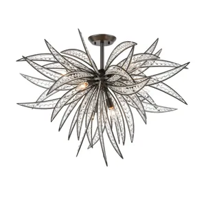 Naples 35″ Wide 8-Light Semi Flush Mount - Dark Graphite 1