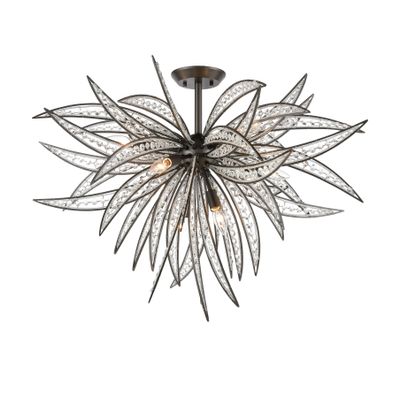 Naples 35″ Wide 8-Light Semi Flush Mount - Dark Graphite