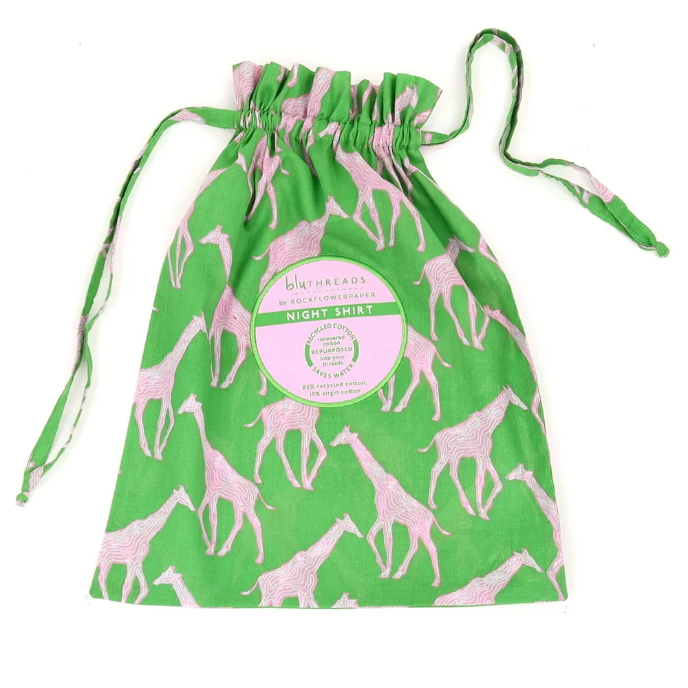 Giraffe Pink Green Cotton Night Shirt
