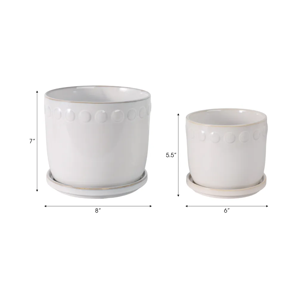 LINTONMORE SET OF 2 WHITE PLANTER 8 (IN)