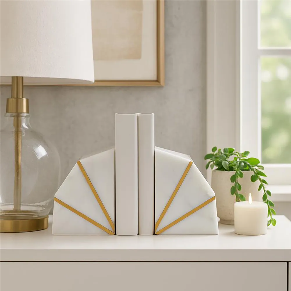 ORTONFORD SET OF 2 WHITE BOOKENDS 6 (IN)