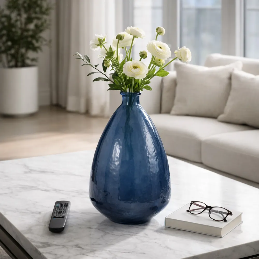 SUTTONWORTH BLUE GLASS VASE 19 (IN)