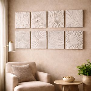 DENVERTON SET OF 8 WHITE WALL SCULPTURES 14 (IN) 13