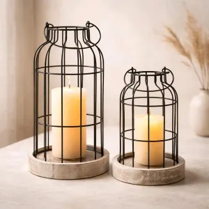 Ivory Cage Lanterns Set of 2 L - 7x7x12in S - 6x6x9in 1