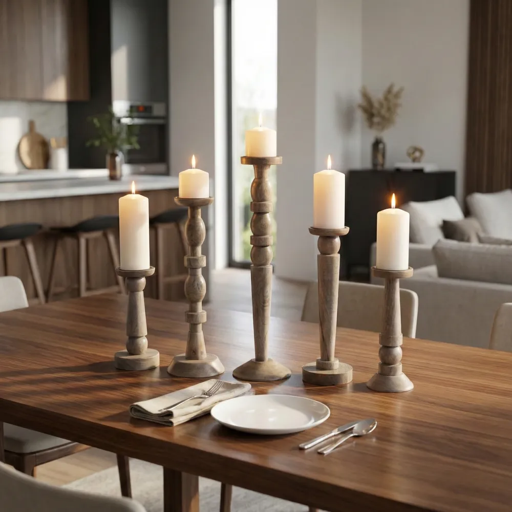 MERCERMOOR SET OF 5 BROWN CANDLESTICK 22 (IN)