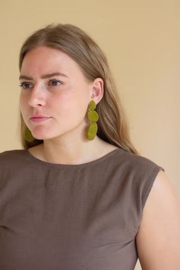 Fabricwrapped Earrings / Chartreuse