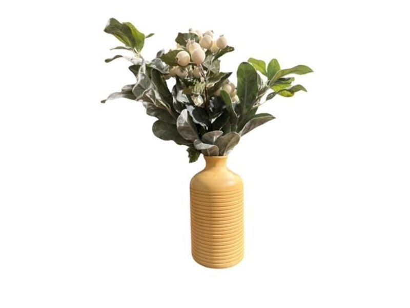 8" Ribbed Mango Wood Vase 1