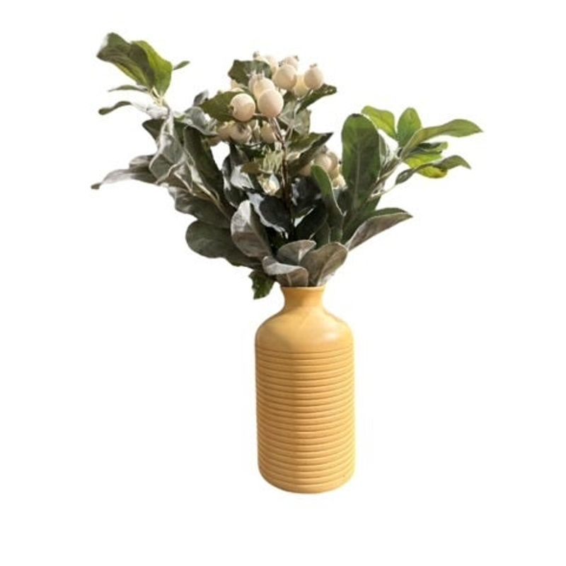 8" Ribbed Mango Wood Vase