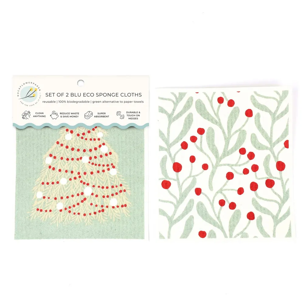 Fir Tree blu Eco Sponge Cloths (Set of 2)