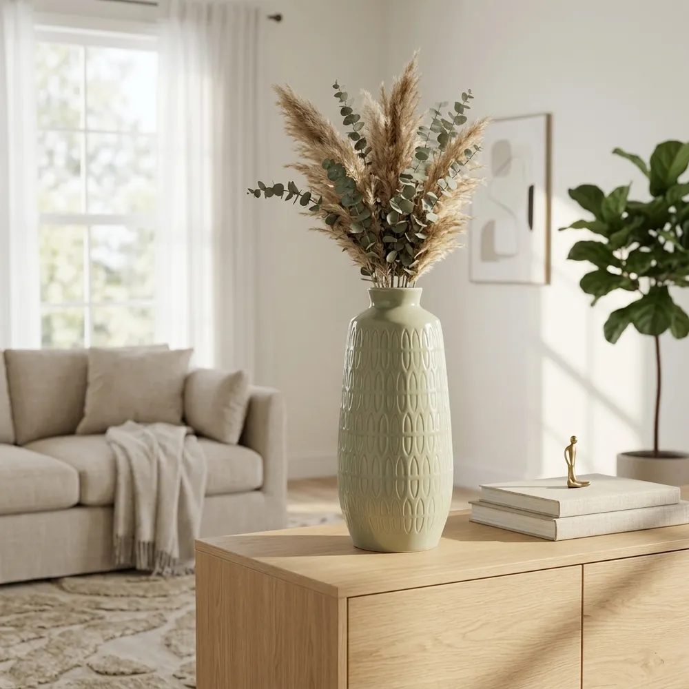 BECKLAKE GREEN VASE 15 (IN)