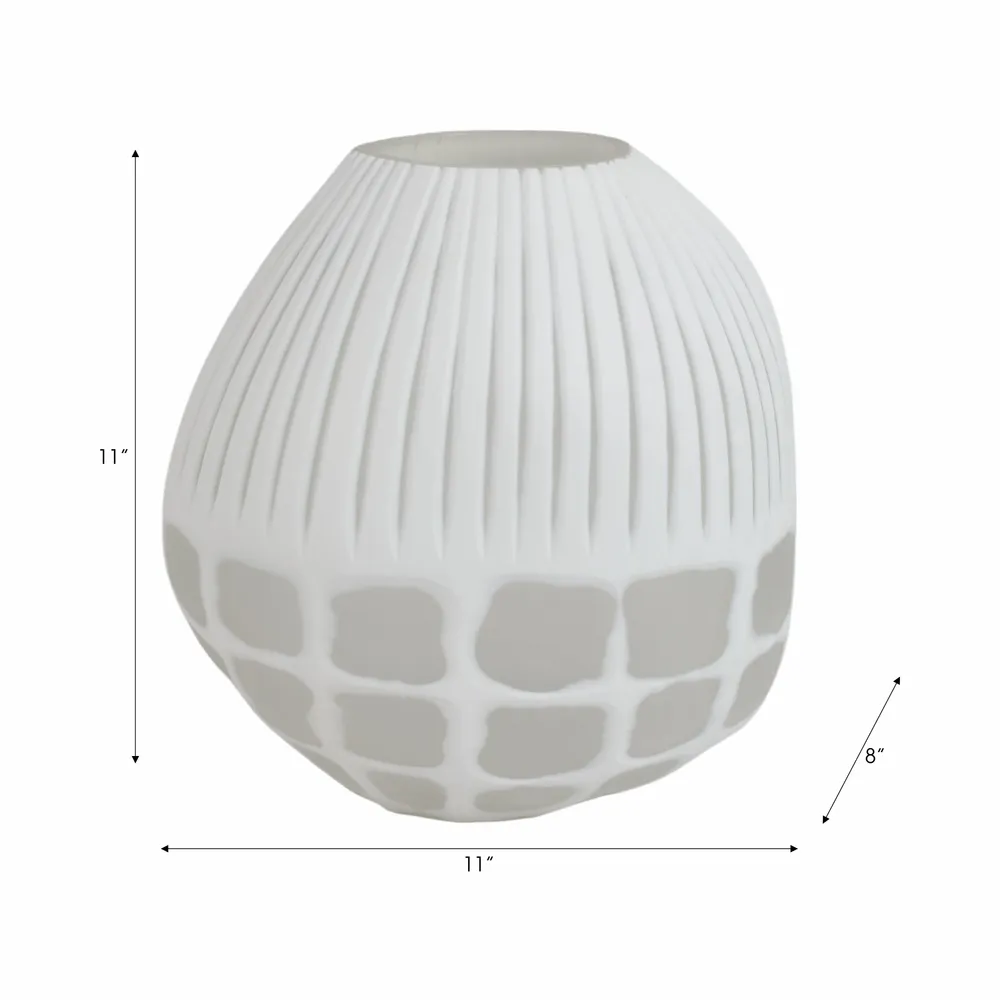 WOODSONWORTH WHITE GLASS VASE 11 (IN)
